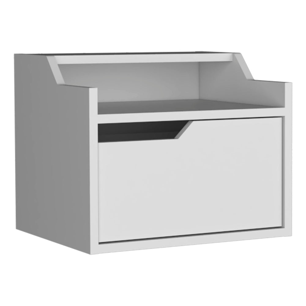 Homeroots 13" White One Drawer Faux Wood Floating Nightstand   546200