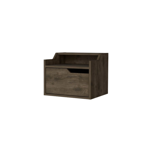 Homeroots 13" Brown One Drawer Faux Wood Floating Nightstand   546201