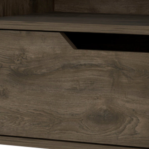 Homeroots 13" Brown One Drawer Faux Wood Floating Nightstand   546201