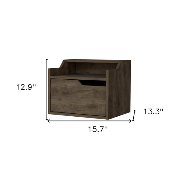 Homeroots 13" Brown One Drawer Faux Wood Floating Nightstand   546201