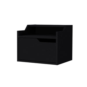 Homeroots 13" Black One Drawer Faux Wood Floating Nightstand   546202