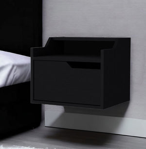 Homeroots 13" Black One Drawer Faux Wood Floating Nightstand   546202