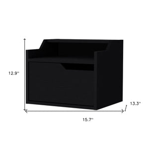 Homeroots 13" Black One Drawer Faux Wood Floating Nightstand   546202