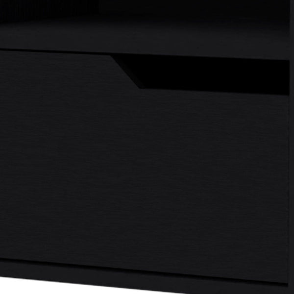 Homeroots 13" Black One Drawer Faux Wood Floating Nightstand   546202