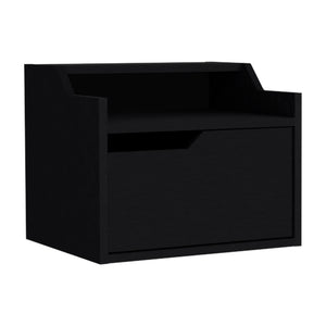 Homeroots 13" Black One Drawer Faux Wood Floating Nightstand   546202