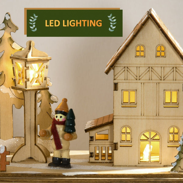 English Elm Christmas Advent Calendar Mdf Village Scene with 24 Drawers and Led Glow Mantle Decor T3971P414398