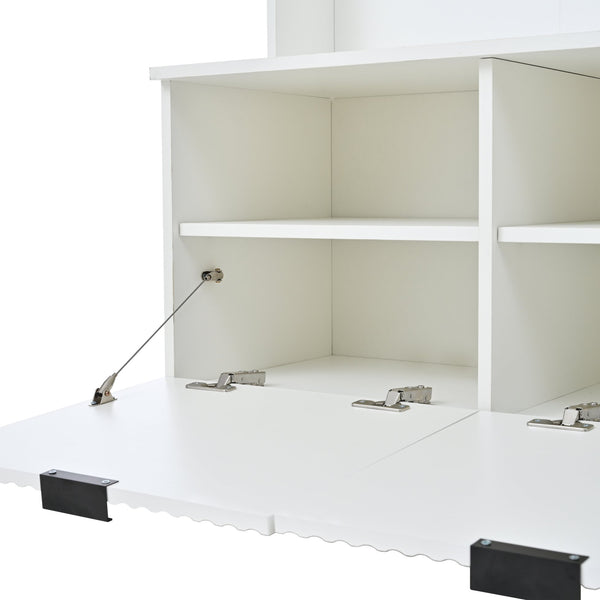 English Elm Two meters three cabinets and three storage clothes rack White Entryway Organizer with Hooks, Shelves, Cabinet W3871P368795