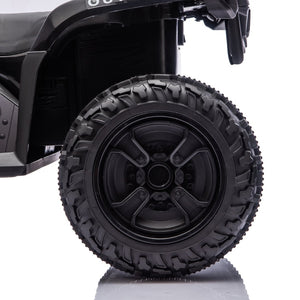 English Elm 24v Dual Motor Kids Atv Ride on with Led Lights Bluetooth Storage Racks Off Road Black W1578P390448