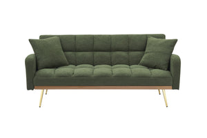 English Elm 69 Convertible Sofa Bed for Small Spaces 69-Inch Fabric Futon with Solid Wood Frame, Comfort Seat Green W3356P298523