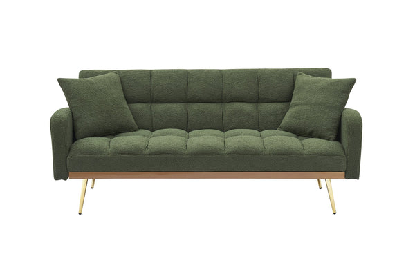 English Elm 69 Convertible Sofa Bed for Small Spaces 69-Inch Fabric Futon with Solid Wood Frame, Comfort Seat Green W3356P298523