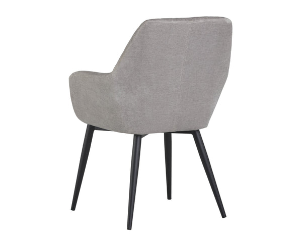Sunpan Jayna Dining Armchair - Chic Comfort with Elegant Diamond Tufting, Perfect for Stylish Dining Spaces Black / Polo Club Stone