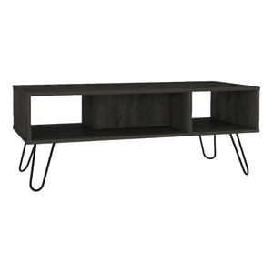 Set of Two Dual Shelf Wood Coffee Tables for Living Room Modern Storage Display