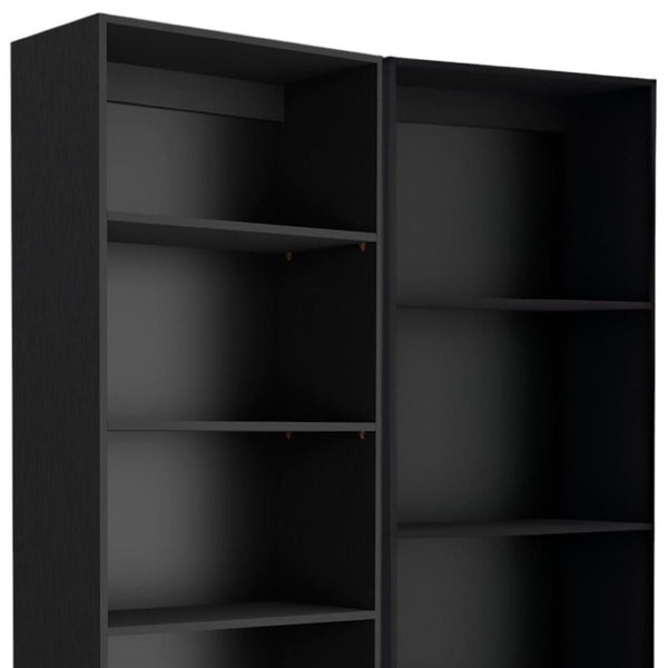 HomeRoots Set of Two Black Wood Multi-Tier Bookcases for Stylish Storage & Display in Any Room Décor 546334