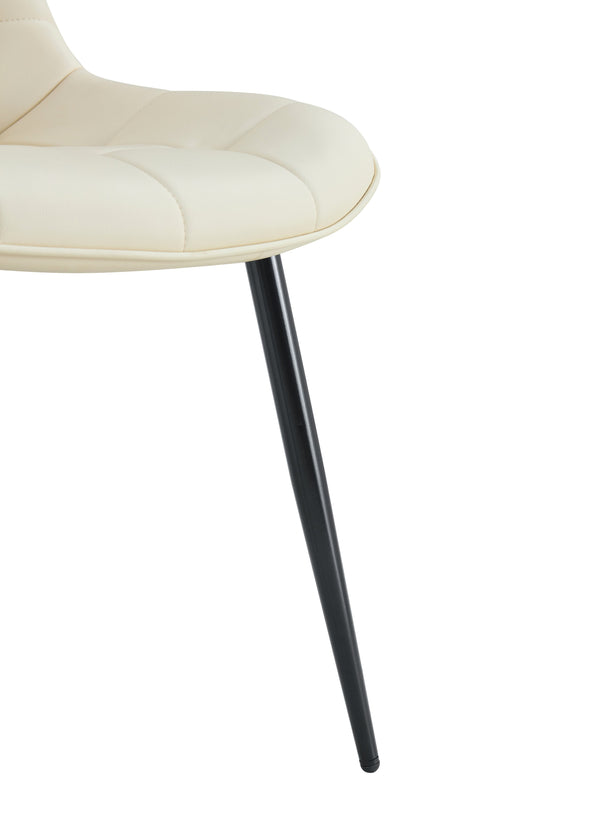 English Elm Modern Cream White Fabric Dining Chair - Stylish Grid Pattern For Contemporary Comfort & Versatility W370P207353