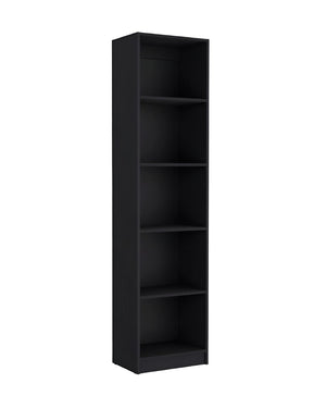 HomeRoots Set of Two Stylish Black Wood Multi-Tier Bookcases for Modern Home Organization and Display 546335