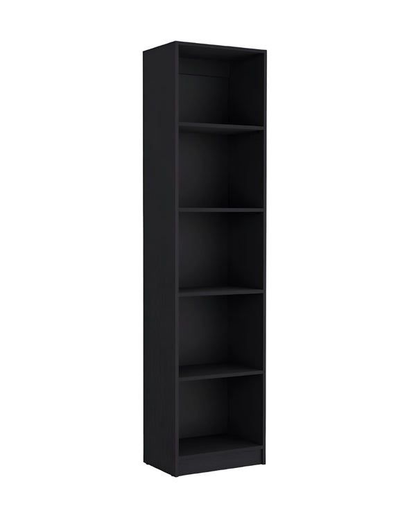 HomeRoots Set of Two Stylish Black Wood Multi-Tier Bookcases for Modern Home Organization and Display 546335