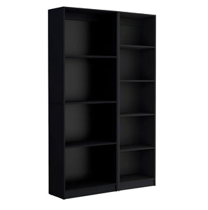 HomeRoots Set of Two Stylish Black Wood Multi-Tier Bookcases for Modern Home Organization and Display 546335