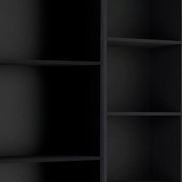 HomeRoots Set of Two Stylish Black Wood Multi-Tier Bookcases for Modern Home Organization and Display 546335