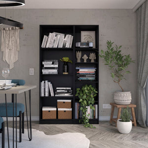 HomeRoots Set of Two Stylish Black Wood Multi-Tier Bookcases for Modern Home Organization and Display 546335