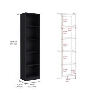 HomeRoots Set of Two Stylish Black Wood Multi-Tier Bookcases for Modern Home Organization and Display 546335