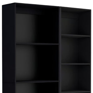 HomeRoots Set of Two Stylish Black Wood Multi-Tier Bookcases for Modern Home Organization and Display 546335
