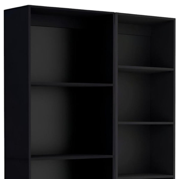 HomeRoots Set of Two Stylish Black Wood Multi-Tier Bookcases for Modern Home Organization and Display 546335