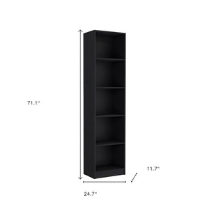 HomeRoots Set of Two Stylish Black Wood Multi-Tier Bookcases for Modern Home Organization and Display 546335