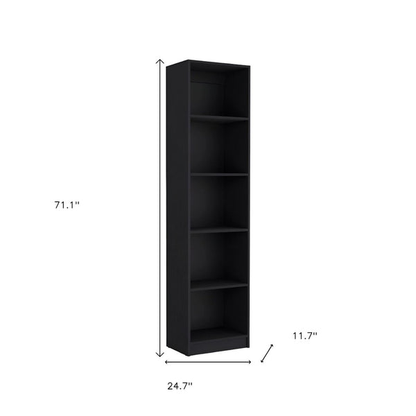 HomeRoots Set of Two Stylish Black Wood Multi-Tier Bookcases for Modern Home Organization and Display 546335