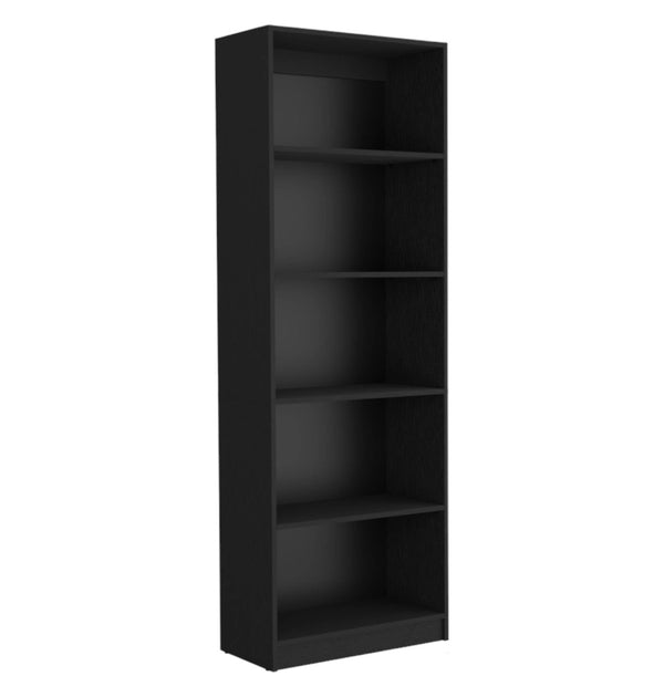 HomeRoots 71" Black Five-Tier Bookcase - Stylish Vertical Storage Solution for Home & Office Decor Needs 546337