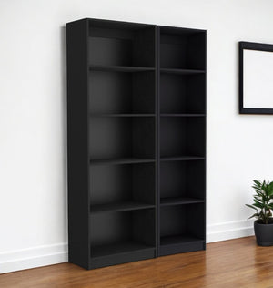 HomeRoots 71" Black Five-Tier Bookcase - Stylish Vertical Storage Solution for Home & Office Decor Needs 546337