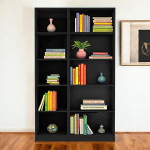 HomeRoots 71" Black Five-Tier Bookcase - Stylish Vertical Storage Solution for Home & Office Decor Needs 546337