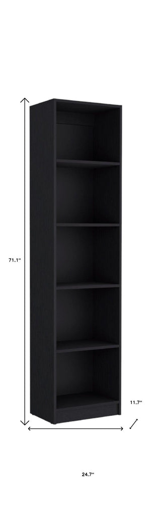 HomeRoots 71" Black Five-Tier Bookcase - Stylish Vertical Storage Solution for Home & Office Decor Needs 546337