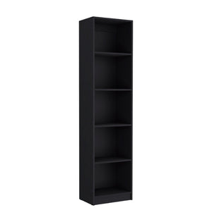 HomeRoots 71" Black Five-Tier Bookcase - Stylish Vertical Storage Solution for Home & Office Decor Needs 546337