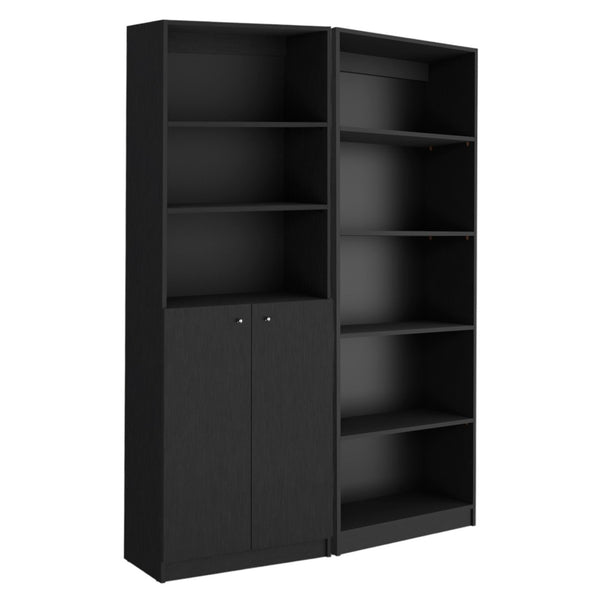 HomeRoots Set of Two 71" Black Five-Tier Bookcases – Stylish Space-Saving Storage for Every Room in Your Home 546338