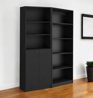 HomeRoots Set of Two 71" Black Five-Tier Bookcases – Stylish Space-Saving Storage for Every Room in Your Home 546338