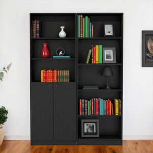 HomeRoots Set of Two 71" Black Five-Tier Bookcases – Stylish Space-Saving Storage for Every Room in Your Home 546338