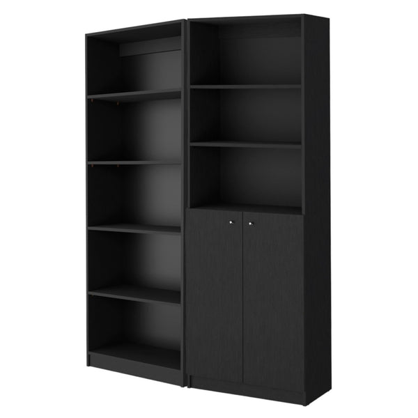 HomeRoots Set of Two 71" Black Five-Tier Bookcases – Stylish Space-Saving Storage for Every Room in Your Home 546338