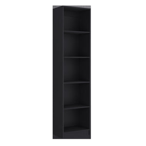HomeRoots 71" Black Five-Tier Bookcase with Two Doors - Modern Storage Solution for Home & Office Elegance 546339
