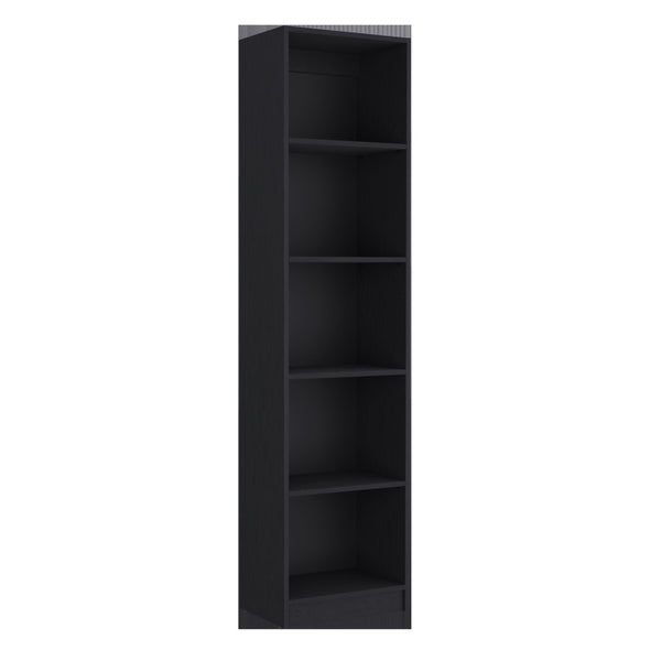 HomeRoots 71" Black Five-Tier Bookcase with Two Doors - Modern Storage Solution for Home & Office Elegance 546339