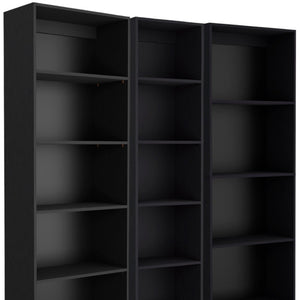 HomeRoots Set of Three Black Five-Tier Bookcase - Stylish, Space-Saving Storage for Books & Décor in Any Room 546340