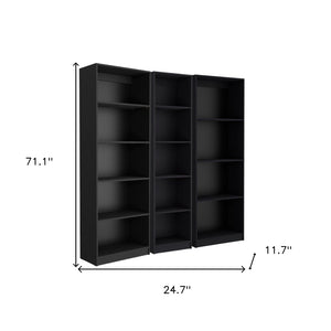 HomeRoots Set of Three Black Five-Tier Bookcase - Stylish, Space-Saving Storage for Books & Décor in Any Room 546340