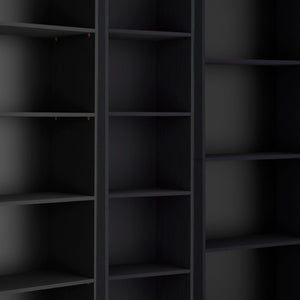HomeRoots Set of Three Black Five-Tier Bookcase - Stylish, Space-Saving Storage for Books & Décor in Any Room 546340