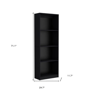 HomeRoots 71" Black Five-Tier Bookcase with Two Doors - Stylish Storage Solution for Modern & Classic Interiors 546341