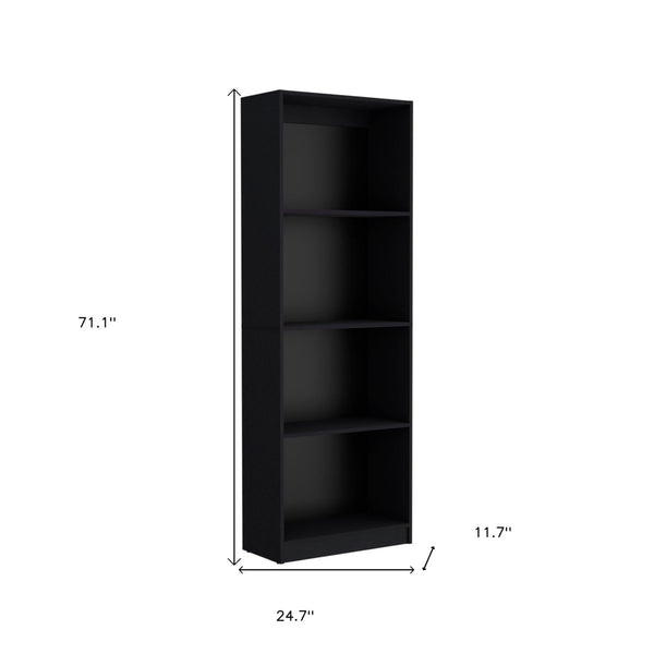 HomeRoots 71" Black Five-Tier Bookcase with Two Doors - Stylish Storage Solution for Modern & Classic Interiors 546341