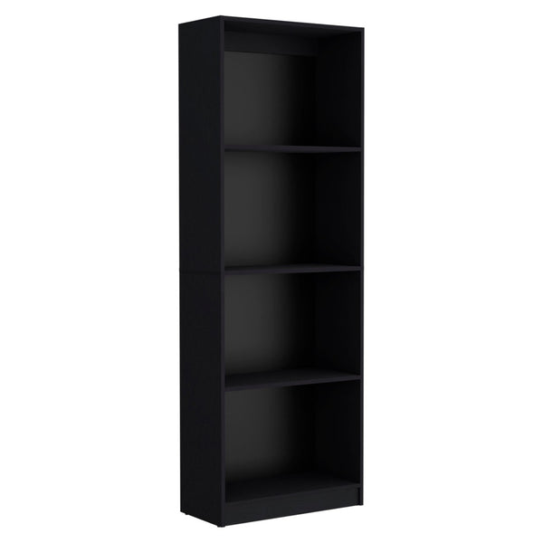 HomeRoots 71" Black Five-Tier Bookcase with Concealed Storage Doors for Stylish Organization & Display Solutions 546342