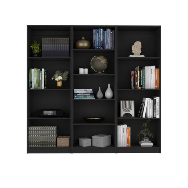 HomeRoots 71" Black Five Tier Bookcase - Elegant Space-Saving Shelf for Modern Living Room & Office Storage 546343