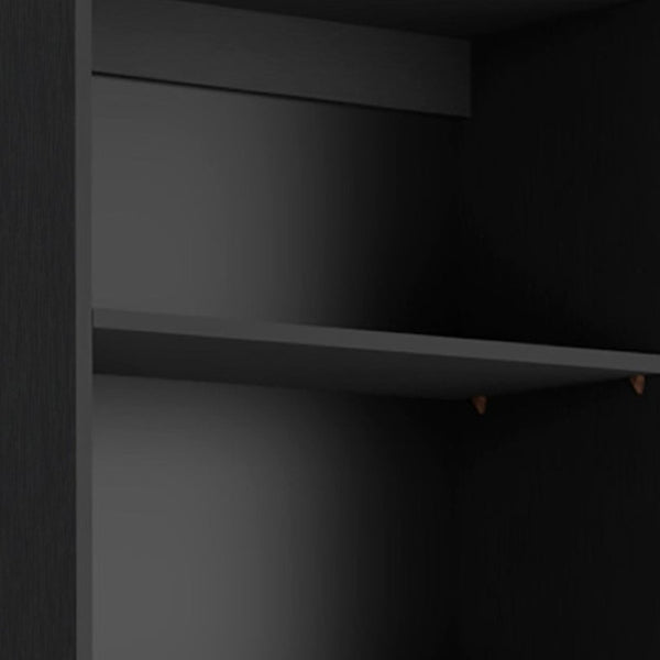 HomeRoots 71" Black Five Tier Bookcase - Elegant Space-Saving Shelf for Modern Living Room & Office Storage 546343