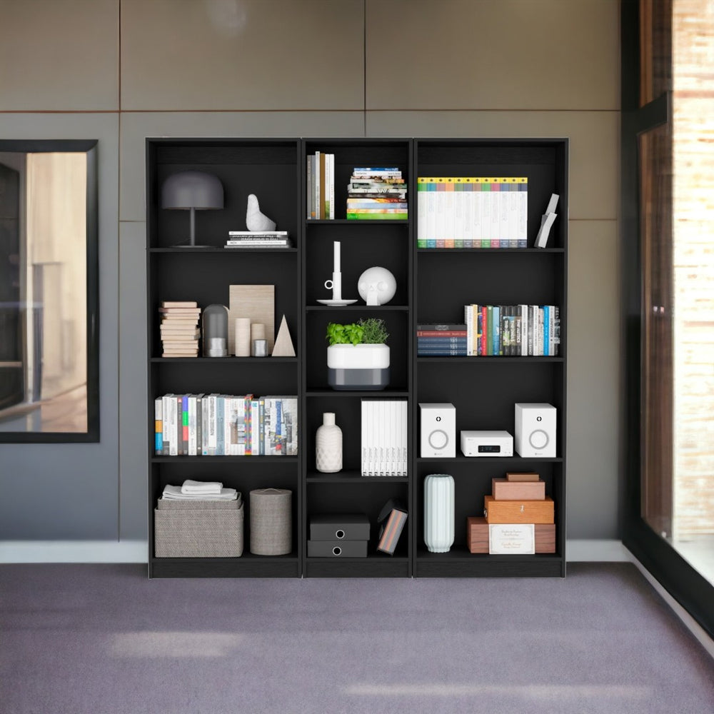 HomeRoots 71" Black Five-Tier Bookcase - Stylish, Space-Saving Storage for Books, Photos & Decor in Any Room 546344
