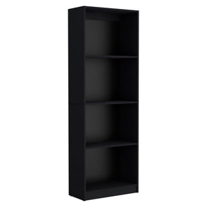 HomeRoots 71" Black Five-Tier Bookcase with Doors - Stylish Vertical Storage for Compact Spaces & Home Decor 546345