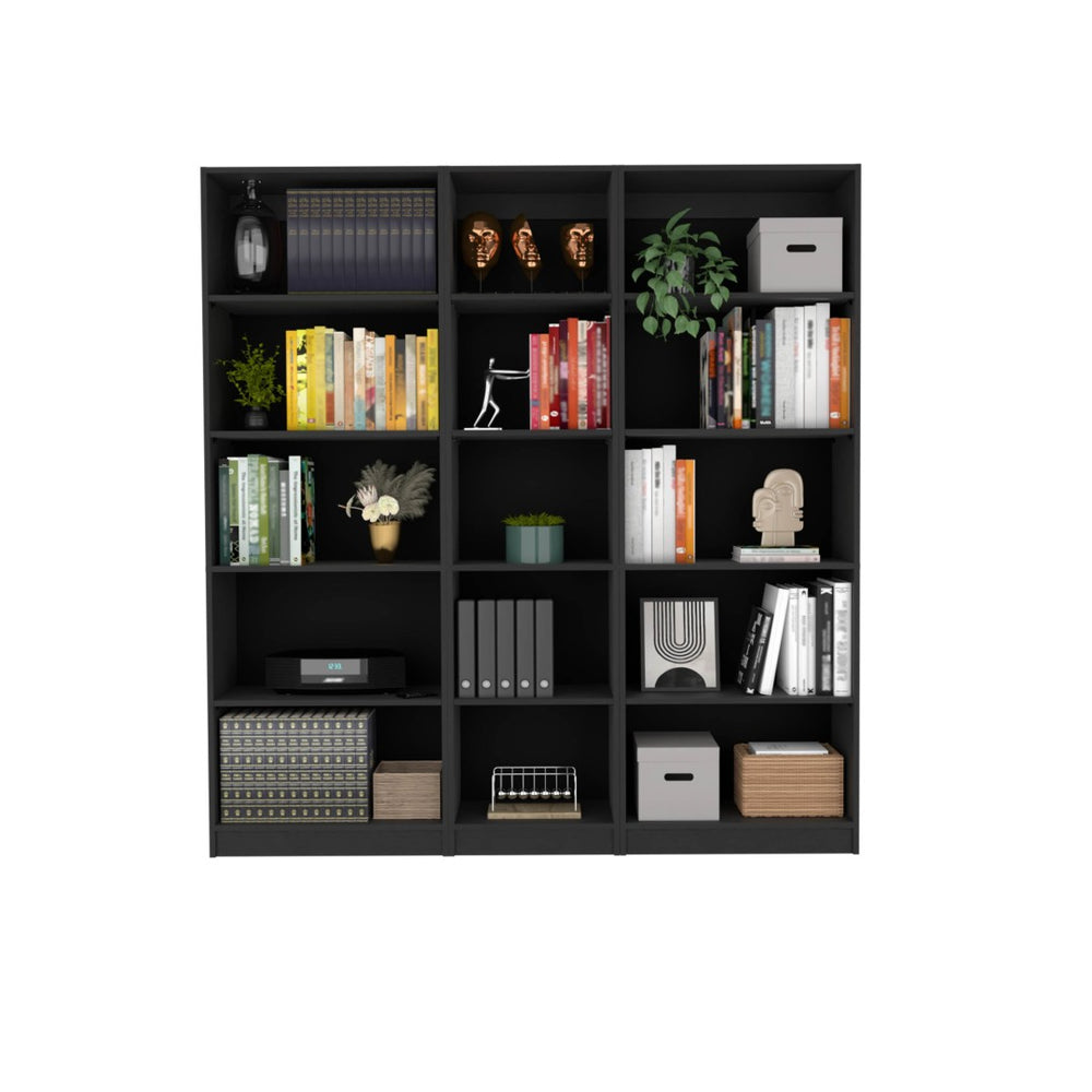 HomeRoots 71" Black Five-Tier Bookcase - Stylish Vertical Storage for Modern Décor, Perfect for Any Room 546346